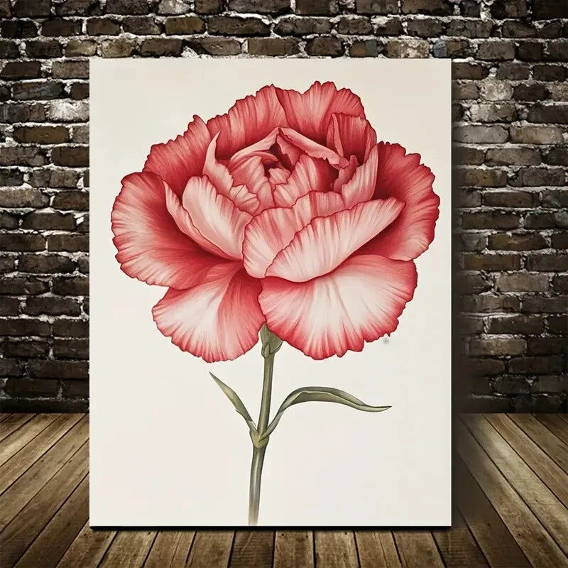 Vibrant Red Flower Painting  40x60cm Metal Print Ready to Hang