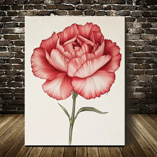 Vibrant Red Flower Painting  40x60cm Metal Print Ready to Hang