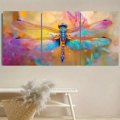 3pcs Vibrant Dragonfly Wall Art Set Canvas Unframed - High Quality Print 100% Australian Made Wall Canvas
