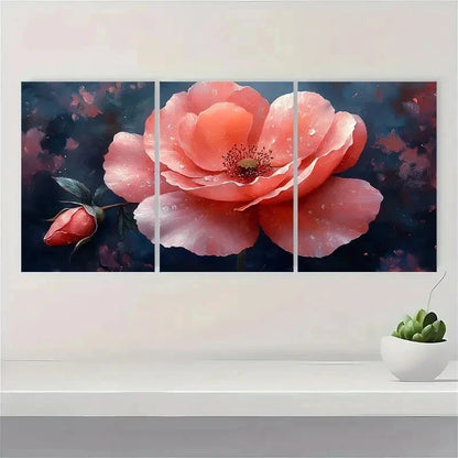 3pcs Pink Watercolor Rose Flower Perfect Wall Art Set Canvas Framed 40x60cm - High Quality Print 100% Australian Made Wall Canvas Ready to Hang