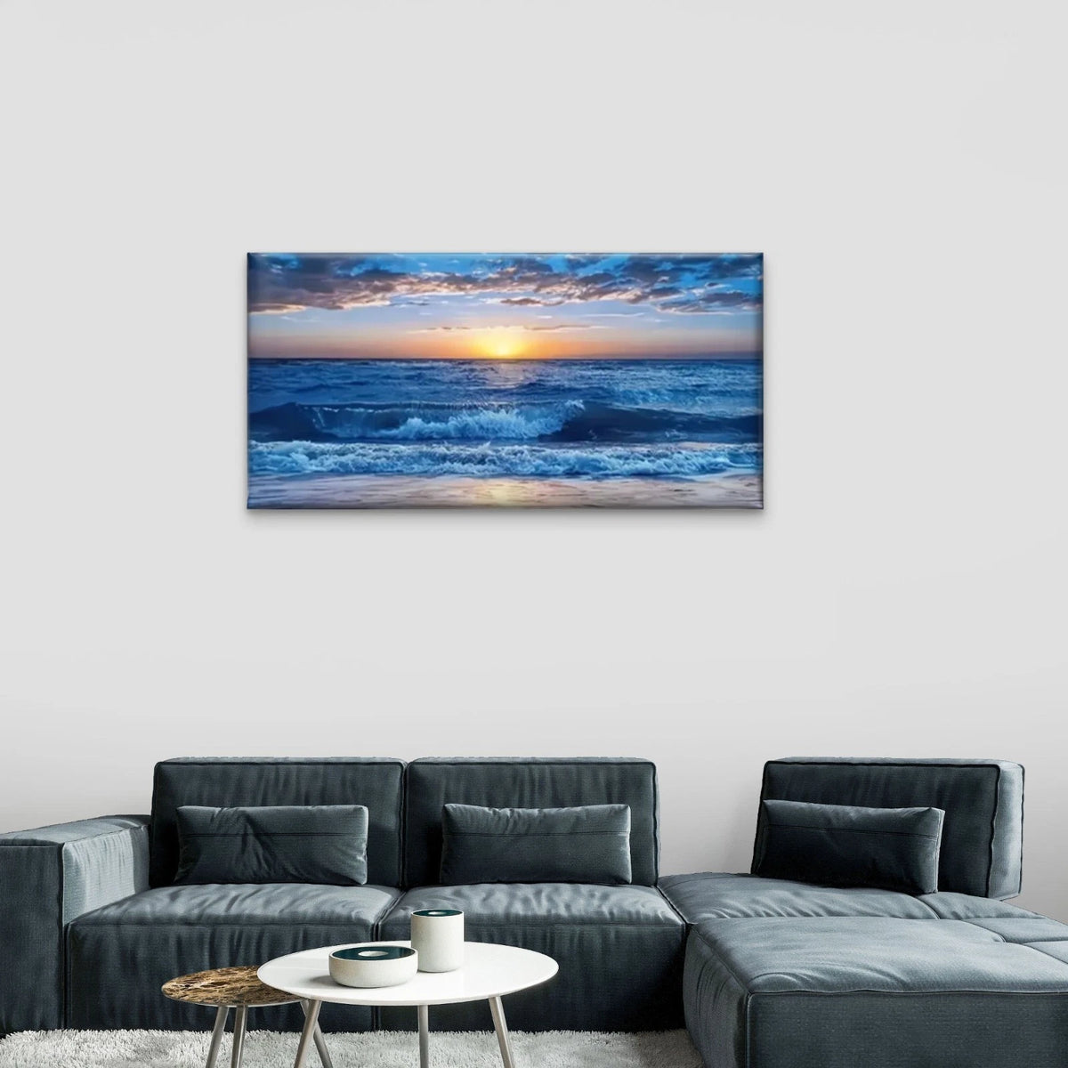 Blue Sky Clouds Modern Abstract Wall Art Canvas Office Home Room Framed 120x60cm