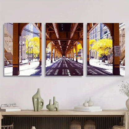 3pcs Chicago Logan Square sights, r Metal Print Ready to Hang Art
