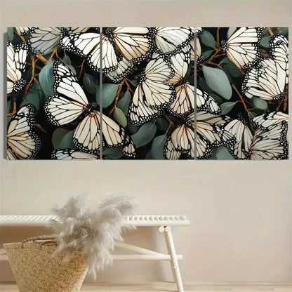 3pcs Monarch Butterflies Farmhouse Art Wall Art Set Canvas Framed 60x90cm - High Quality Print 100% Australian Made Wall Canvas Ready to Hang