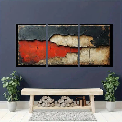 3pcs Black and White with Brown Textured Metal Print Ready to Hang Art