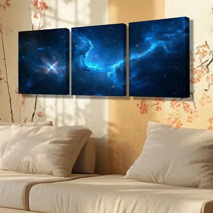 3pcs Galaxy Decor with Milky Way & Planets Wall Art Set Canvas Framed 40x60cm - High Quality Print 100% Australian Made Wall Canvas Ready to Hang