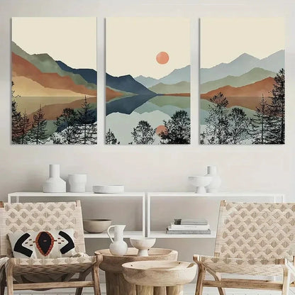 3pcs Sun Forest Abstract Nature Landscape Metal Print Ready to Hang Art