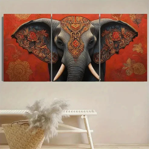 3pcs Majestic Elephant Wall Art Set Canvas Unframed - High Quality Print 100% Australian Made Wall Canvas