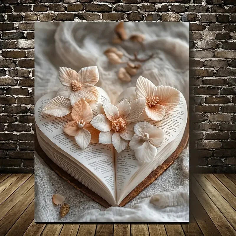 Sinovius Heart Blossoms Reading Painting 40x60cm Metal Print Ready to Hang