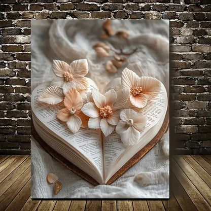 Sinovius Heart Blossoms Reading Painting 40x60cm Metal Print Ready to Hang
