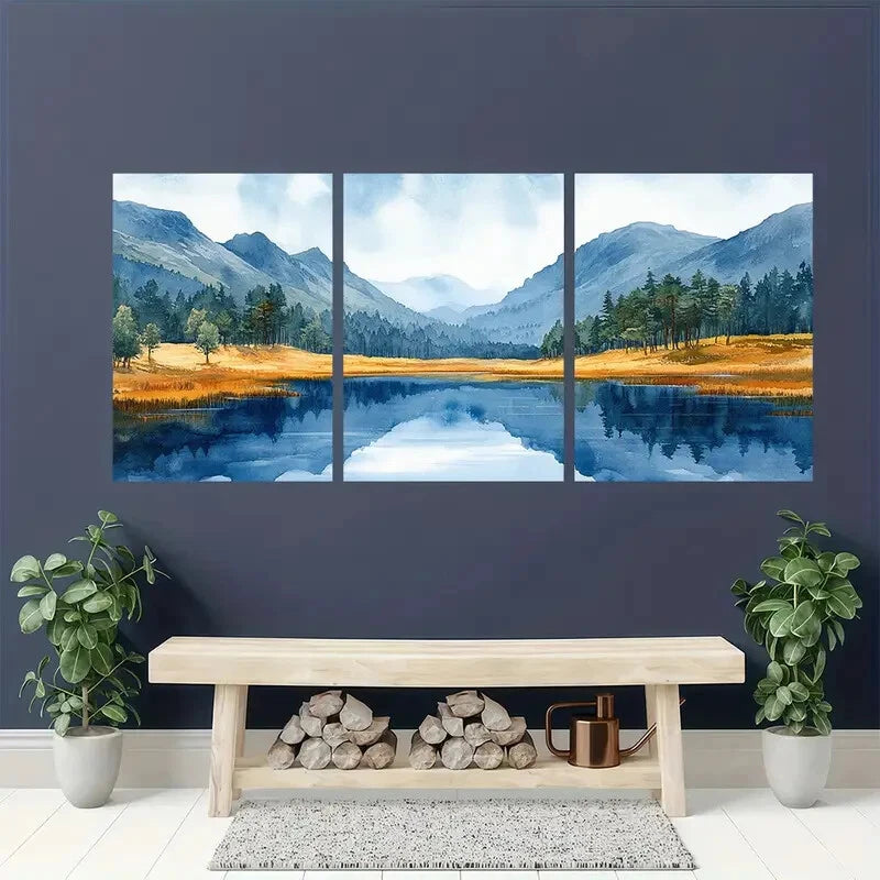 3pcs Ireland Painting Wicklow Mountains Art Metal Print Ready to Hang Art