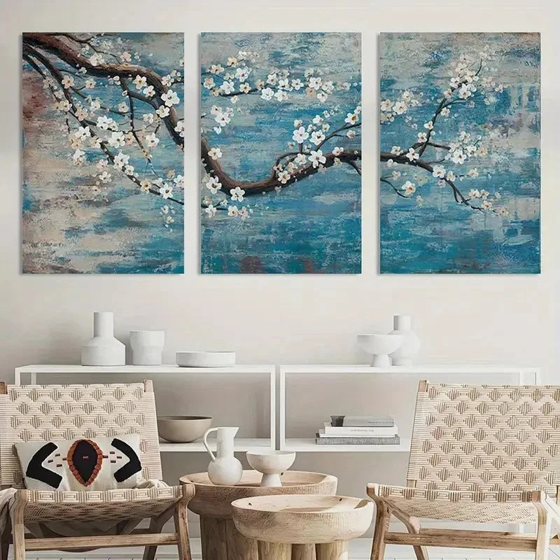 3pcs Flower Oil Painting Floral Artwork Metal Print Ready to Hang Art