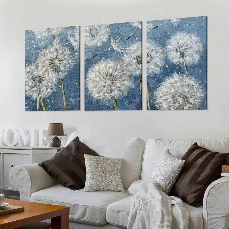 3pcs Classic Dandelion Botanical Print Wall Art Set Canvas Framed 40x60cm - High Quality Print 100% Australian Made Wall Canvas Ready to Hang