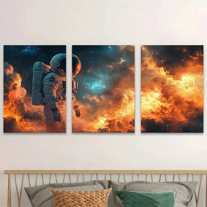 3pcs Set of three Free Astronaut Wall Decor Metal Print Ready to Hang Art