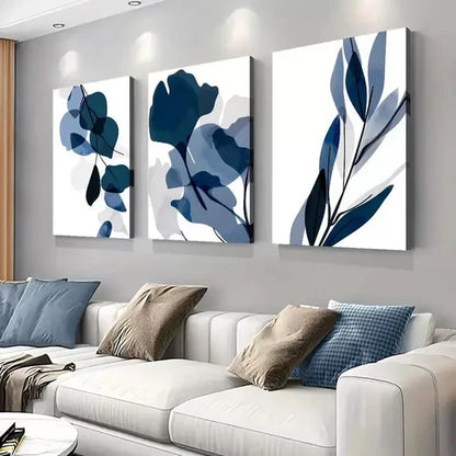 3pcs Abstract Floral Art with Golden Wall Art Set Canvas Unframed - High Quality Print 100% Australian Made Wall Canvas