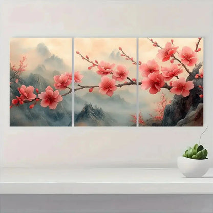 3pcs Blossom Elegant Spring Watercolor Floral Metal Print Ready to Hang Art