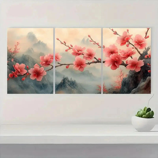3pcs Blossom Elegant Spring Watercolor Floral Metal Print Ready to Hang Art