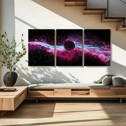 3pcs Vibrant Planet & Nebula Posters Wall Art Set Canvas Framed 40x60cm - High Quality Print 100% Australian Made Wall Canvas Ready to Hang