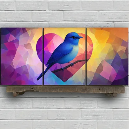 3pcs Charming Love Birds Colourful Metal Print Ready to Hang Art