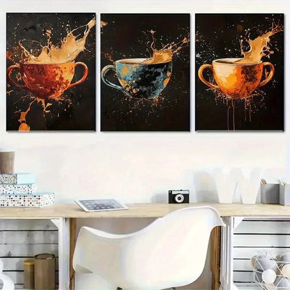 3pcs Abstract Splash Portrait Orientation Metal Print Ready to Hang Art
