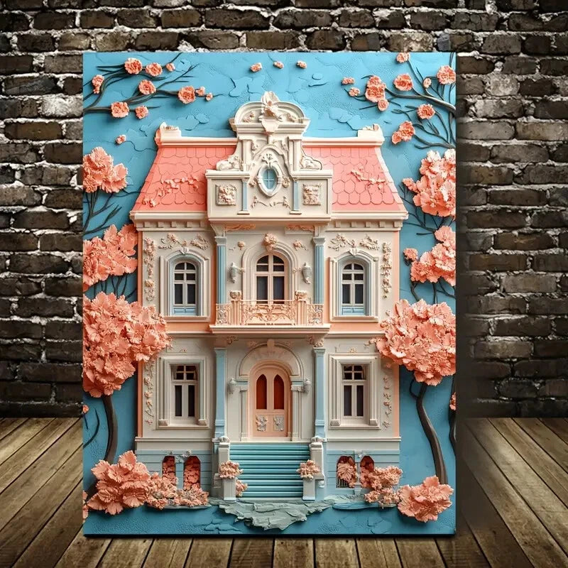 Beautiful eart Blossoms Measuring Painting 40x60cm Metal Print Ready to Hang