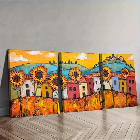 3pcs Sunflower Canvas Wall Art Canvas Unframed - High Quality Print 100% Australian Made Wall Canvas
