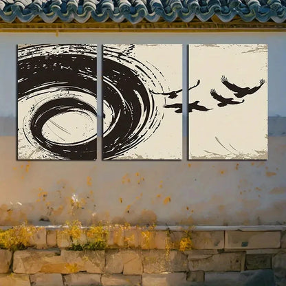 3pcs Modern Eagle Spiral Abstract Design Metal Print Ready to Hang Art