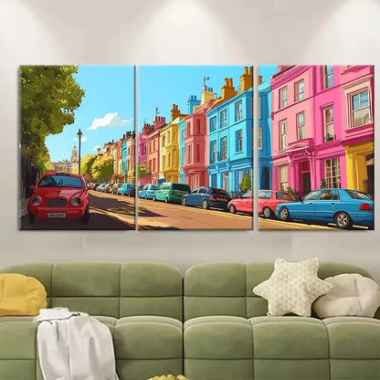 3pcs Print of Notting Hill, London Metal Print Ready to Hang Art