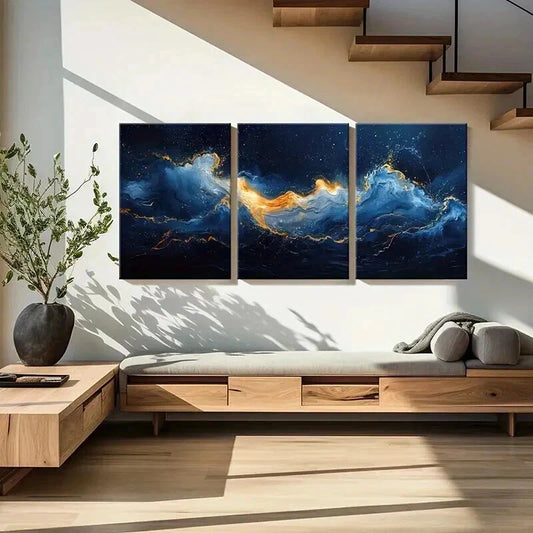 3pcs Abstract Psychedelic Aesthetic Nebula Wall Art Set Canvas Framed 40x60cm - High Quality Print 100% Australian Made Wall Canvas Ready to Hang
