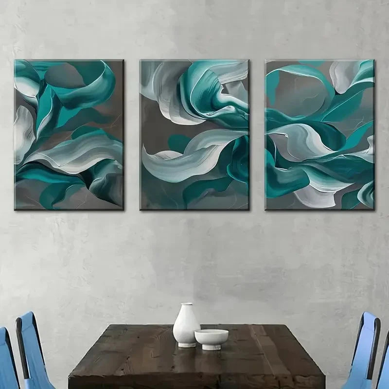 3pcs Featuring Modern Stylish Abstract Lines Metal Print Ready to Hang Art