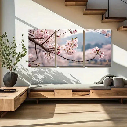3pcs Sakura Cherry Blossom Tree Branch & Flowers Wall Art Set Canvas Framed 40x60cm - High Quality Print 100% Australian Made Wall Canvas Ready to Hang