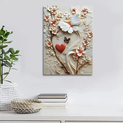 Beautiful Featuring Heart Blossoms Painting 40x60cm Metal Print Ready to Hang