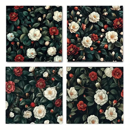 4pcs Flowers in botanical gardenWall Art Canvas Framed