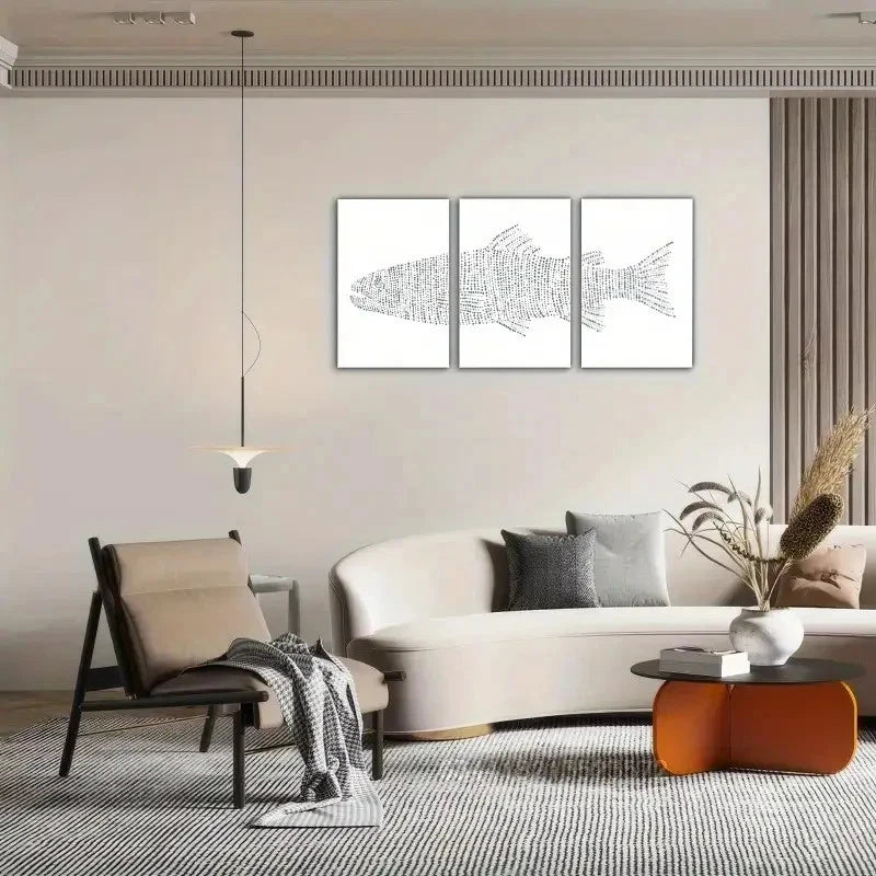 3pcs Trout Art Coastal Minimalist Artwork Metal Print Ready to Hang Art