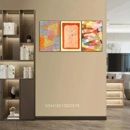 3pcs Abstract Style Geometric Line Art Metal Print Ready to Hang Art