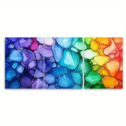 3pcs Rainbow Alcohol Ink Abstract D Wall Art Set Canvas Framed 50x70cm - High Quality Print 100% Australian Made Wall Canvas Ready to Hang