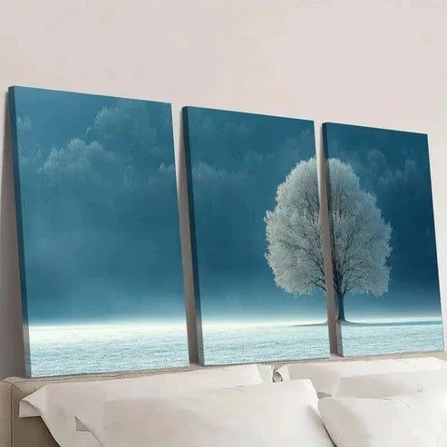 3pcs Winter Tree Serene Snow SW Wall Art Canvas Unframed – High Quality Print 100% Australian Made Wall Canvas