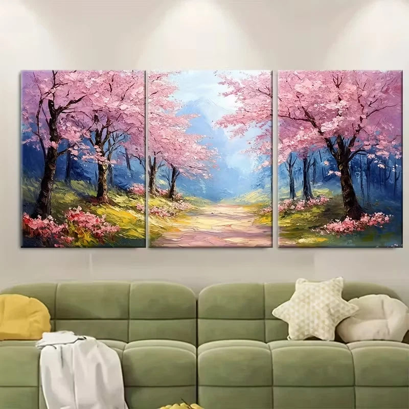 3pcs Wildflowers Cherry Blossom Trees Metal Print Ready to Hang Art