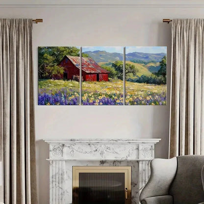 3pcs Mountain Landscape Vintage Farmhouse Metal Print Ready to Hang Art