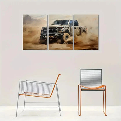3pcs Off Road Adventure Black Jeep Metal Print Ready to Hang Art