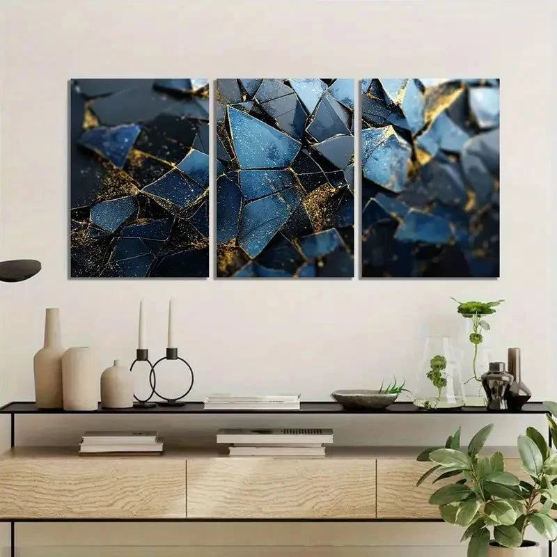 3pcs Geometric Abstract Digital Art Modern Art Metal Print Ready to Hang Art