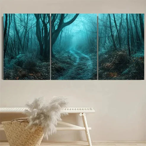 3pcs Ghostly Forest Path Halloween Art Spooky Wall Art Canvas Unframed - High Quality Print 100% Australian Made Wall Canvas