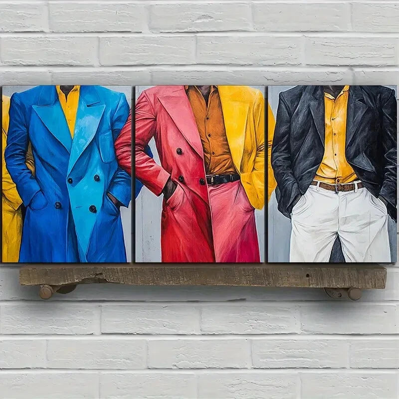 3pcs Men and Women in the City Colourful Metal Print Ready to Hang Art