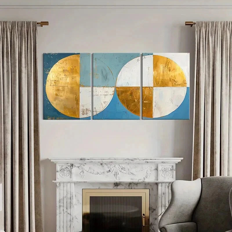 3pcs Abstract Art Geometric Design Poster Metal Print Ready to Hang Art