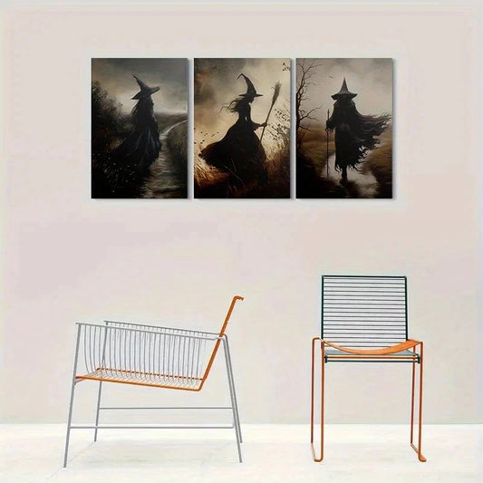 3pcs Gothic Spooky Brown Fantasy Metal Print Ready to Hang Art