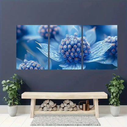 3pcss Sea Holly Blue Floral Design Beach House Metal Print Ready to Hang Art