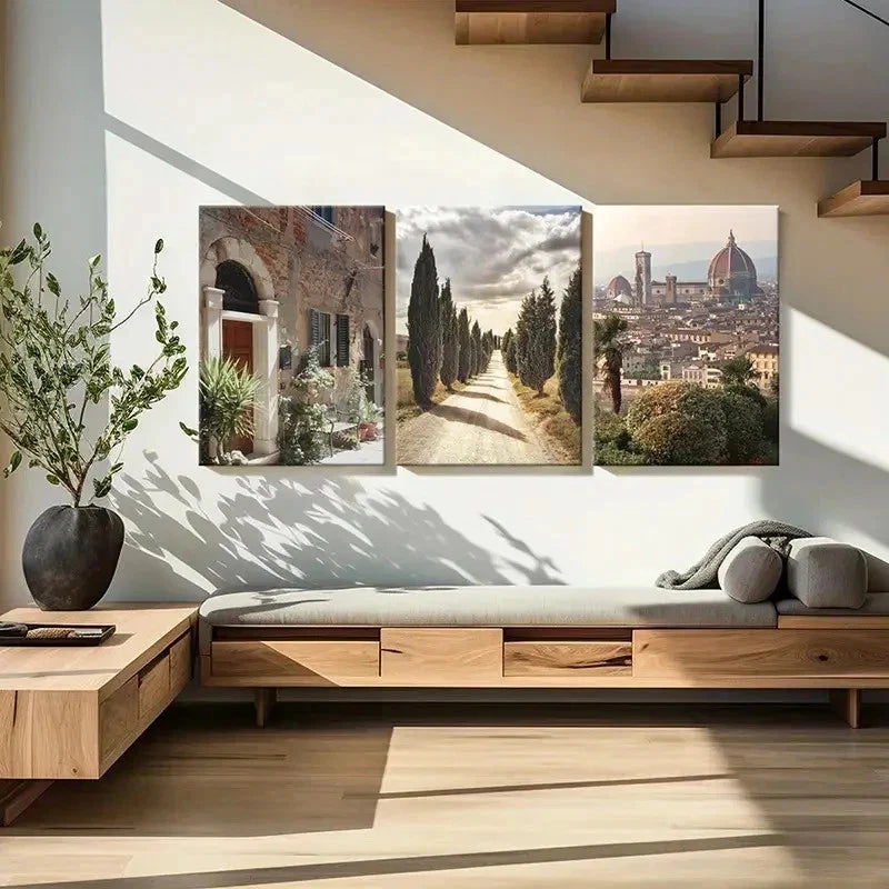 3pcs Florence Baldini Garden Art Painting Wall Art Set Canvas Framed 40x60cm - High Quality Print 100% Australian Made Wall Canvas Ready to Hang