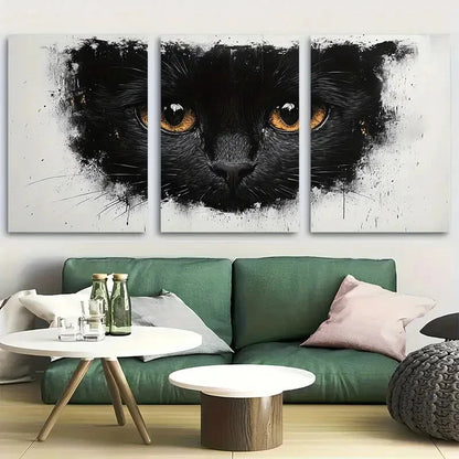 3pcs Cute Black and White Cat Design Metal Print Ready to Hang Art