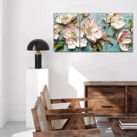 3pcs Abstract Style Art Wall Decor Floral Metal Print Ready to Hang Art
