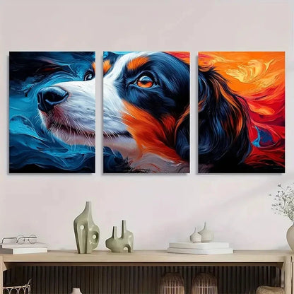 3pcs Abstract Fashion Dog Painting Metal Print Ready to Hang Art