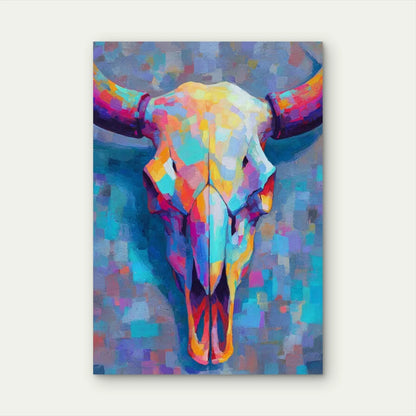 Rainbow Buffalo Skull Metal Print Ready to Hang